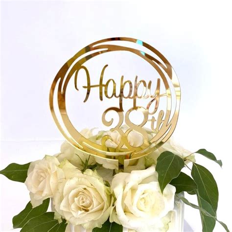 Acrylic Gold Geometric Happy 38th Cake Topper Geometric Cake Topper