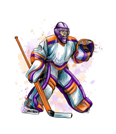 Hockey Goalie Player Hand Drawn Sketch Stock Vector Illustration Of