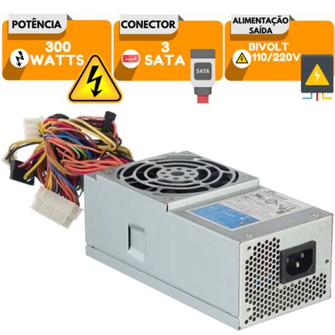 Fonte Atx Slim W Seasonic Para Pc Hp Dell Sata Bivolt Plus