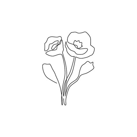 Premium Vector One Continuous Line Drawing Beauty Herbaceous Plant