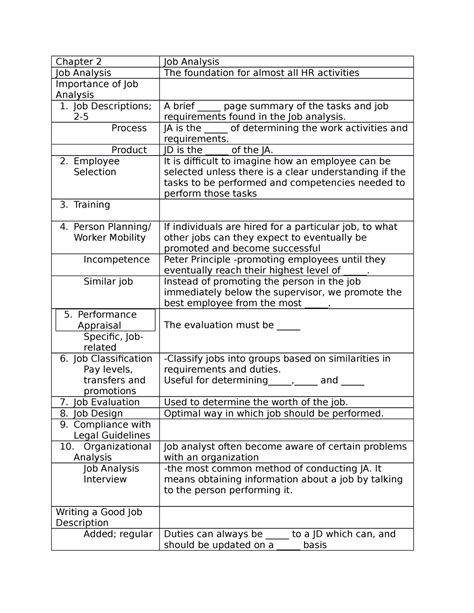 Io Chapter 2jobanlaysis Chapter 2 Job Analysis Importance Of Job