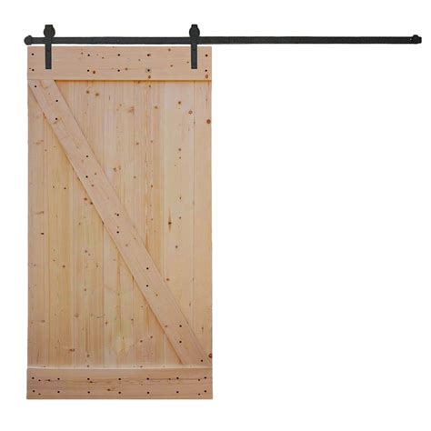 Calhome 42 In X 84 In Z Bar Unfinished Pine Wood Barn Door With