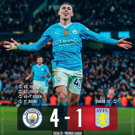 Manchester City Gole Al Aston Villa Con Hat Trick De Phil Foden Por La