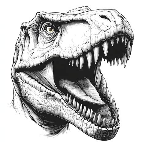A Drawing Of A Dinosaur With The Mouth Open Premium Ai Generated Image