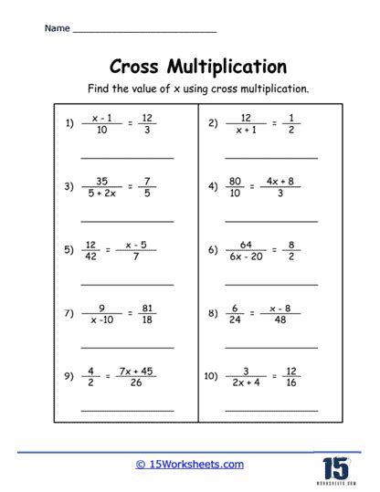 Cross Multiplication Worksheets - 15 Worksheets.com