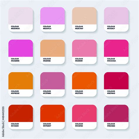 Color Pantone Trend Colour Guide Palette Catalog Samples In Rgb Hex Neomorphism Vector Color