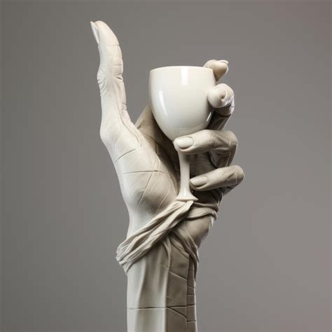 Cute Statue Of A Hand Holding A Glass Of Wine Premium AI Generated Image