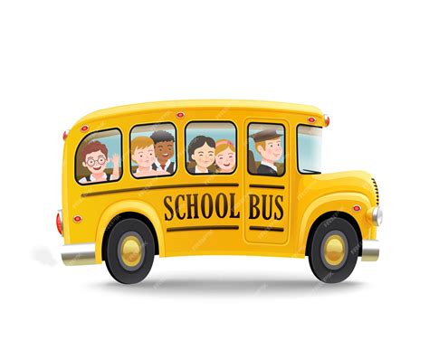 Premium Vector Cartoon School Bus With Children Back To School