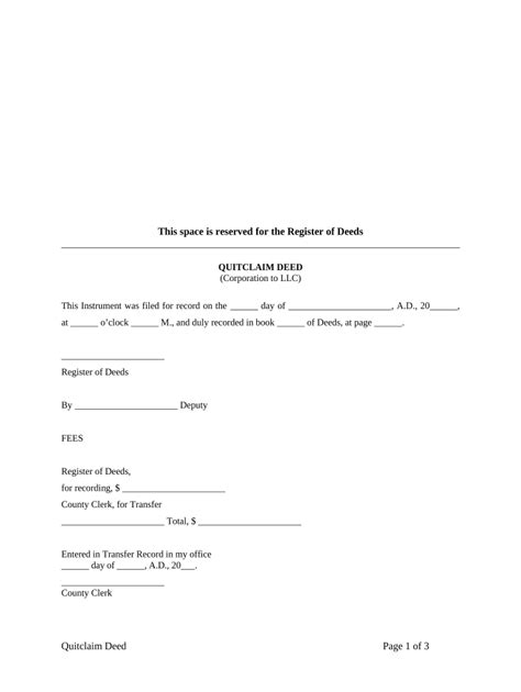 Quitclaim Deed From Corporation To Llc Kansas Fill Out Sign Online