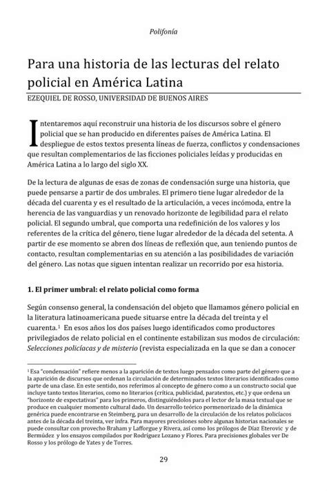 Pdf Para Una Historia De Las Lecturas Del Relato Policial En · La