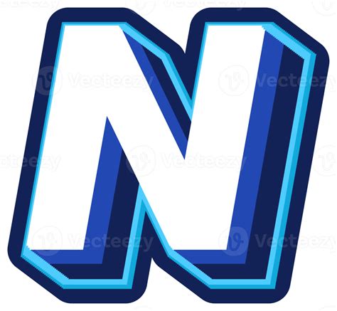 Bold 3d Blue Uppercase Letter N 22351804 Png