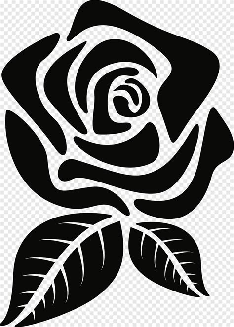 Flower Silhouette Rose Flower Leaf Monochrome Png Pngegg