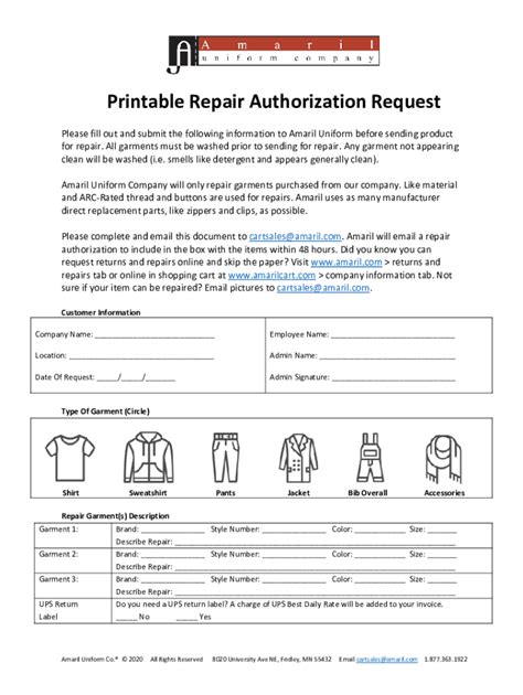 Fillable Online Auto Repair Authorization Form Template Fill Out And Sign Fax Email Print