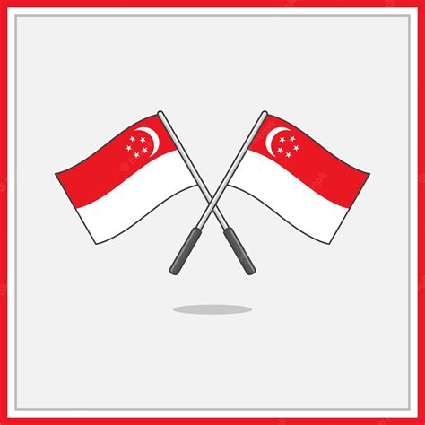 Bandeira Da Ilustração Vetorial Dos Desenhos Animados De Singapura