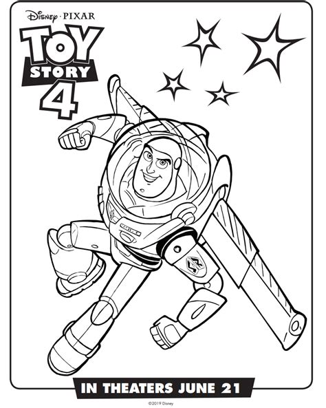 Buzz Lightyear Toy Story 4 Coloring Page Free Printable Coloring