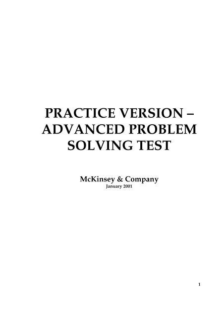 Practice Version Advanced Problem Solving Test Mckinsey