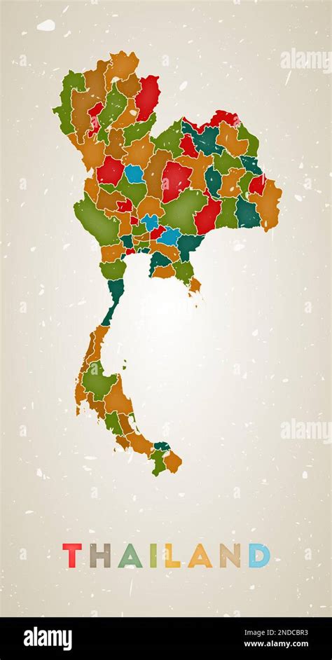 Mapa De Tailandia Cartel De Pa S Con Regiones De Colores Vieja