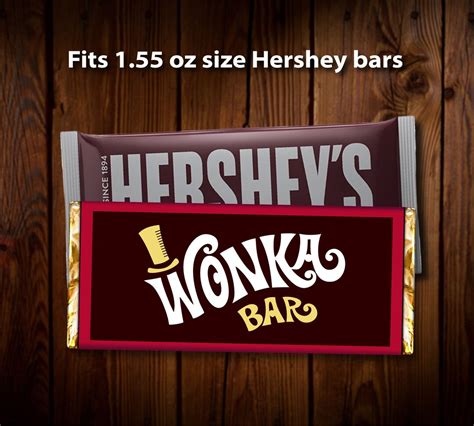 Editable Wonka Chocolate Bar Wrapper Printable Template Willy Wonka Birthday Party Supplies Fits