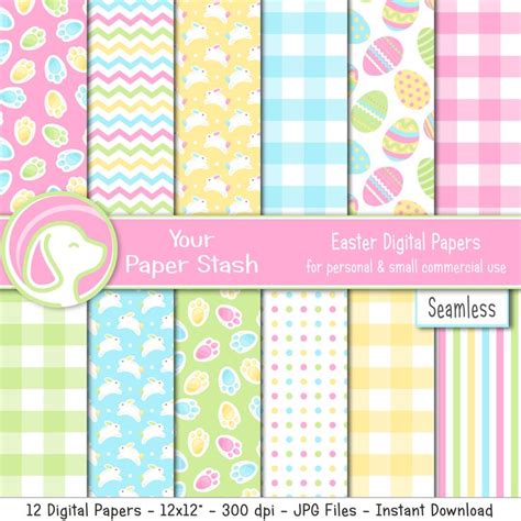 Pastel Easter Bunny Digital Paper Pack Spring Easter Bunny Etsy