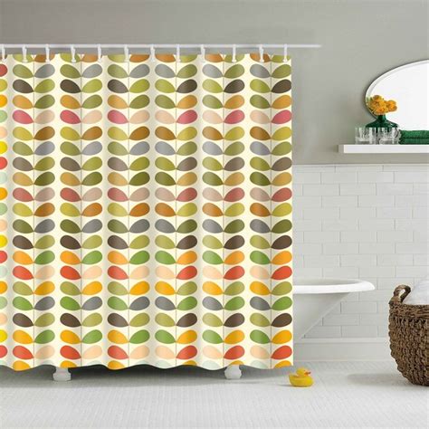 Seamless Retro 60s Mid Century Modern Leaves Shower Curtain Retro