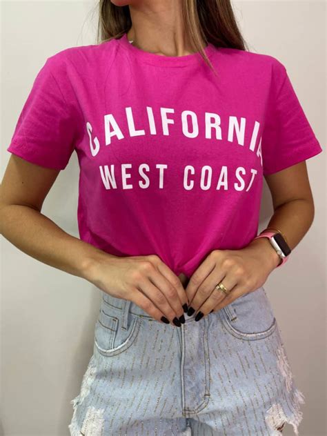 T Shirt California Coast Manguinha Pink Lavinny Store