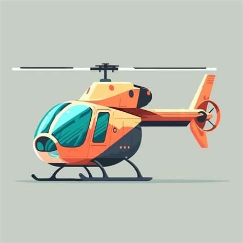 Helicopter Illustration In Simple Colored Vector Drawing Isolated