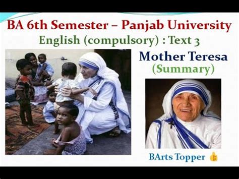 Mother Teresa Summary Chapter Ba Th Semester Pu Ba Rdyear