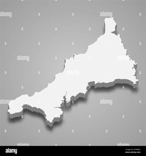 3d Map Of Cornwall Is A Ceremonial County Of England Stock Vector Image