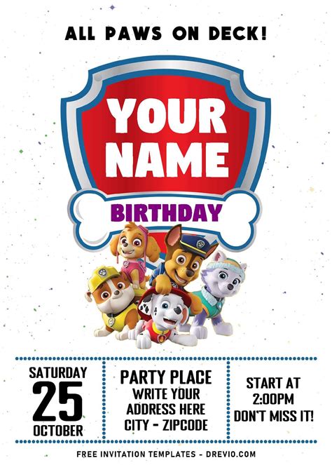 Free Editable Pdf Brave Super Puppy Paw Patrol Birthday Invitation