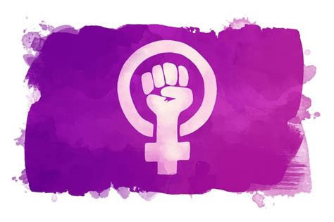 Ilustraci N Acuarela Bandera Feminista Con Pu O Y S Mbolo Femenino