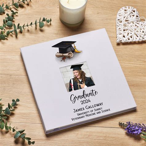 Personalised Graduation Photo Album Linen Cover With Hat And Scroll Etsy