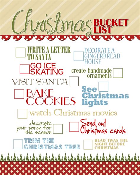 Christmas Bucket List Printable Printable Word Searches