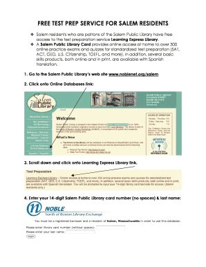 Fillable Online Spl Test Prep Salem High School Fax Email Print