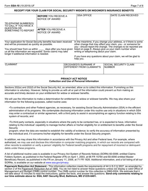 Printable Ssa 10 Form