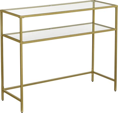 Vasagle Console Table Tempered Glass Table Modern Sofa Or Entryway Table Metal Frame 2