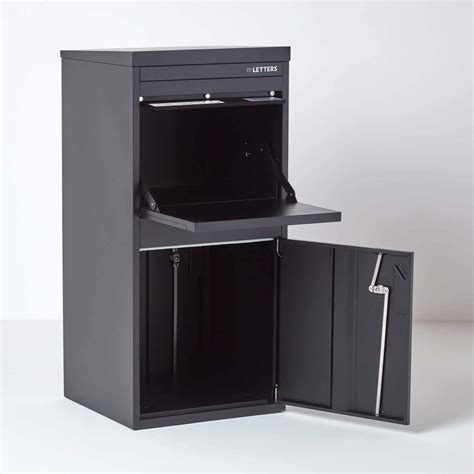 Extra Large Smart Parcel Drop Box Black Front Rear Access Dual Door