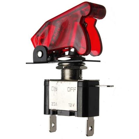 Intérrupteur Inverseur Bascule Levier 12V 20A SPST LED Couvercle Auto