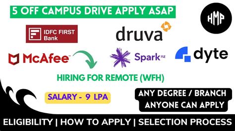 Mc Afee Druve Idfc Bank Hiring Off Campus Drive Youtube