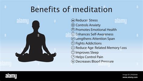 Meditation health benefits for body, mind and emotions, vector ...