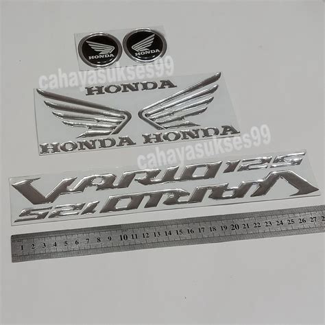 Sticker Timbul VARIO 125 Silver Chrome Stiker Sayap Honda Emblem Motor