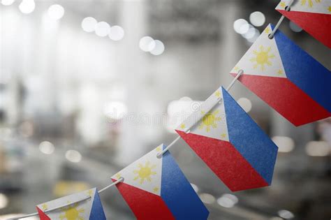 A Garland Of Philippines National Flags On An Abstract Blurred