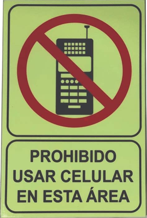 10pzs Señaletica Fotoluminicente Prohibido Celular 40x30cms