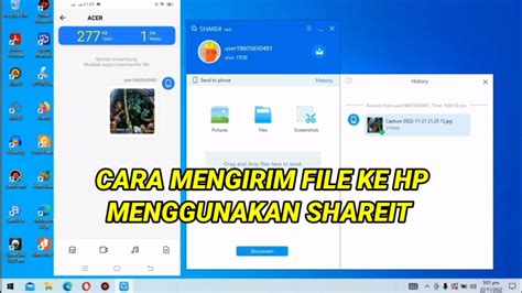 Cara Mengirim File Dari HP Ke Laptop Pc Menggunakan Shareit YouTube