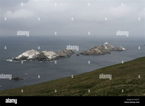 Muckle Flugga Lighthouse Unst Shetland Scotland June 2014 Stock Photo