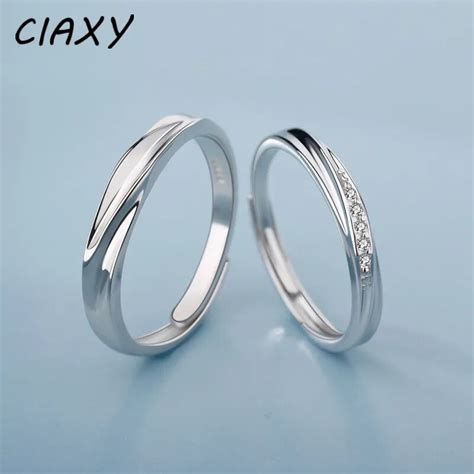 Ciaxy Anillos De Dise O Curvo De Color Plateado Para Pareja Anillos