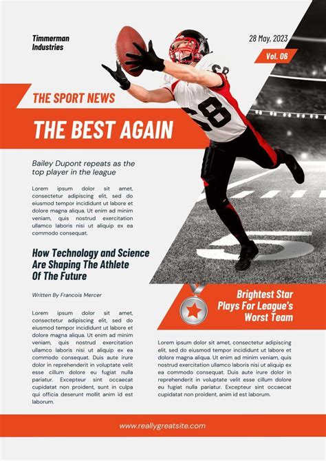 Minimalist And Modern Sport Newspaper Newsletter Template Design In