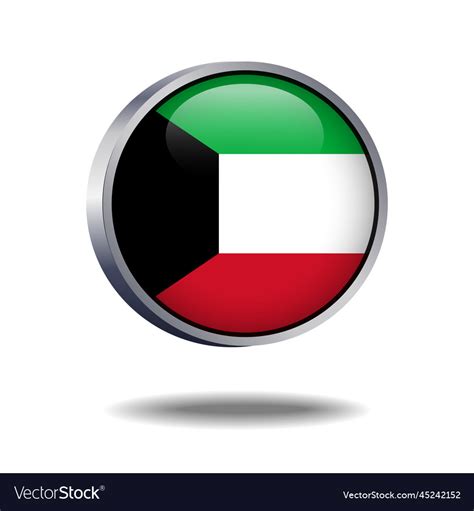 Kuwait Flag Button Royalty Free Vector Image Vectorstock