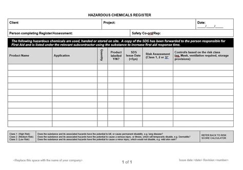 Hazardous Chemicals Register - NECA Safety Specialists