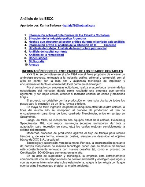 Pdf An Lisis De Los Eecc Gestiopolis Cominformaci N Sobre El Ente