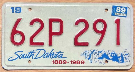 1989 South Dakota vg+ | Automobile License Plate Store: Collectible ...